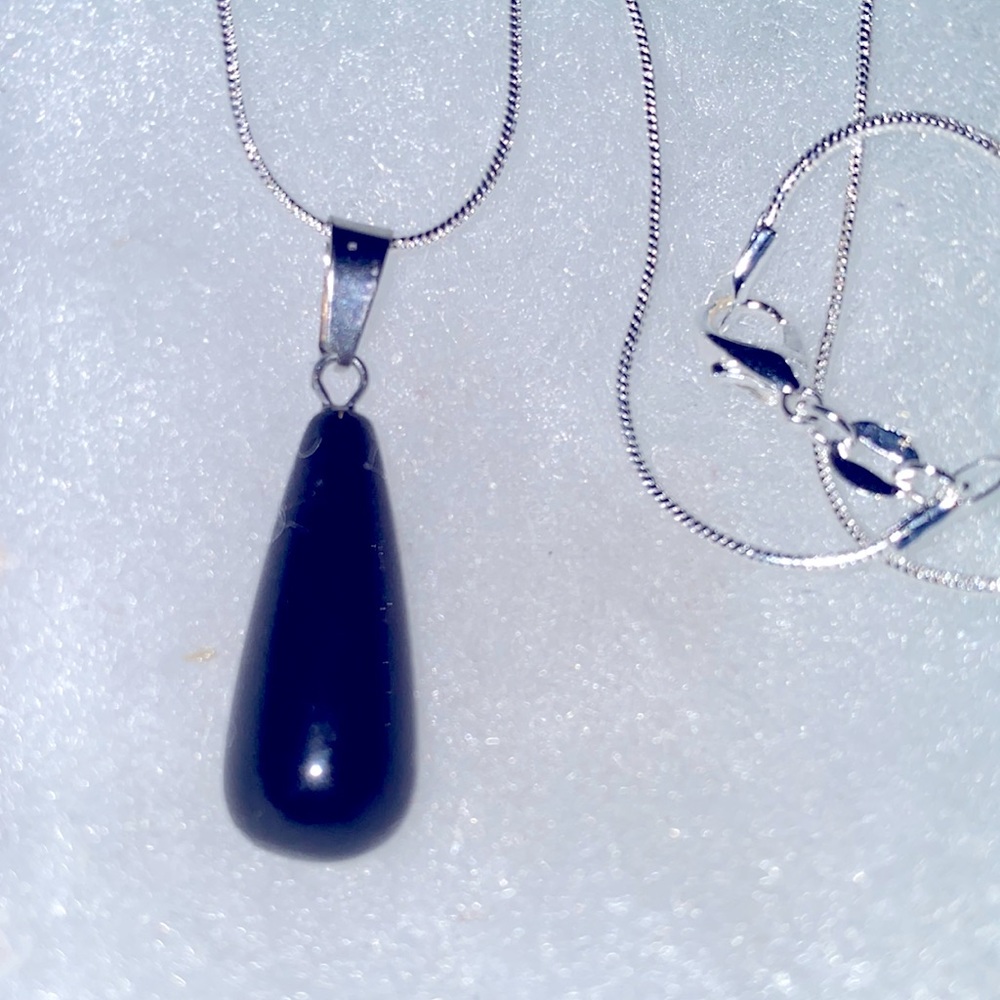 Natural Black Onyx Sterling Silver 24” Nec… - Picture 3 of 6